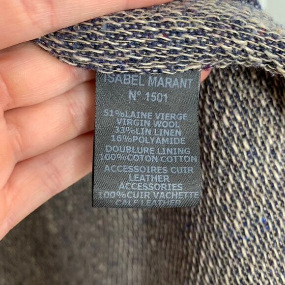 Isabel Marant Draped Coat Virgin Wool Blue Oversized Longsleeve Womens Size 36 - Picture 14 of 15